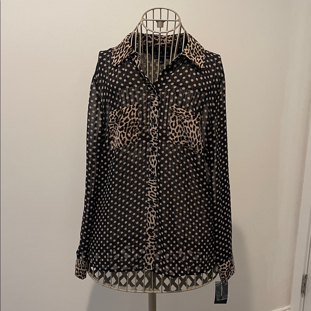 INC International Concepts Black and Tan Blouse